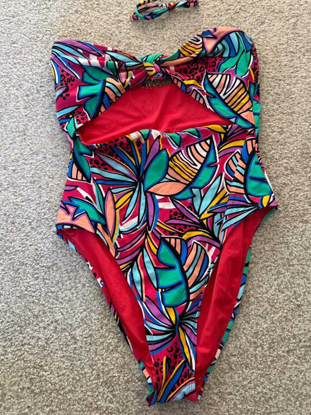 BCBGeneration Women’s One Piece Cut-Out Swimsuit with removable halter strap